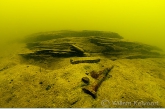 Railway sleepers on the submerged railway-line to 